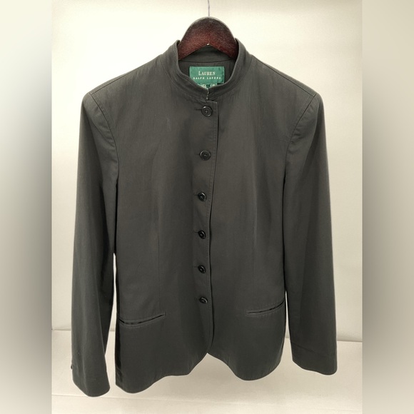 Lauren Ralph Lauren Blazer Black Tailored Mandarin Collar Jacket - Picture 3 of 11